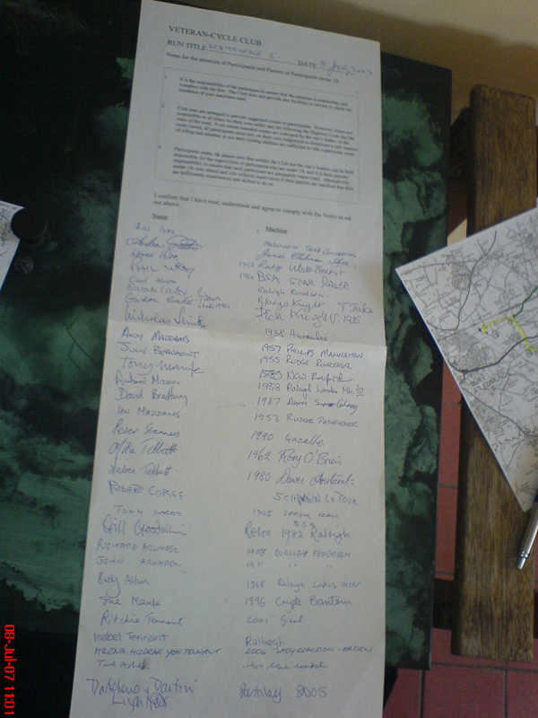 Attendance list for the 4th trundle