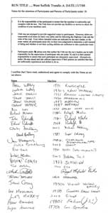 Attendance list for the 6th trundle